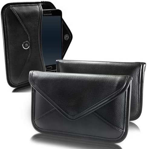 Boxwave Case Компатибилен со Samsung Galaxy J7 Duo - Елитна торбичка за кожен месинџер, синтетички кожен покритие дизајн на пликови за дизајн на Samsung Galaxy J7 Duo - Jet Black