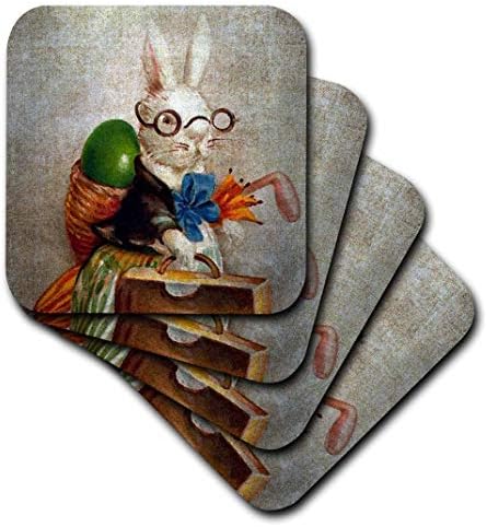 3dRose cst_178099_1 Гроздобер Велигден Зајаче Во Очила Дигитална Уметност-Меки Подлоги, Сет од 4