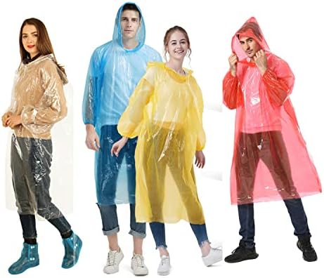 Фенсистил за еднократна употреба дожд пончони со аспиратор за возрасни пакет од 20 индивидуално завиткани 4 бои