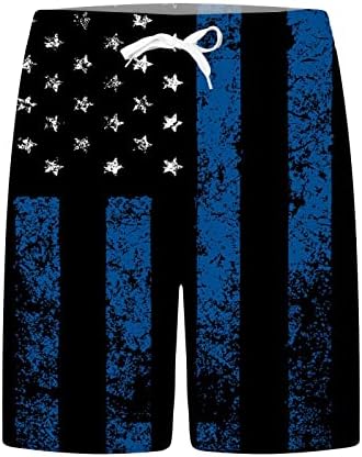 Гимназиски шорцеви за мажи Ден на независност Шарени знаме Печати шорцеви за еластична половината плажа панталони машки 7 “тренинзи