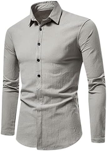 Машки деловни долги кошули со цврста боја на цврста боја, надолу со плакета, обичен тенок фит долга ракав Турнаунд, горната