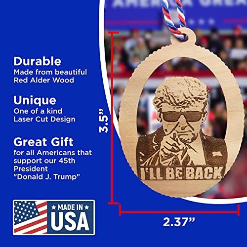 Designолети Дизајнс 2024 Орнаменти на Доналд Трамп - Beе се вратам дрвен декор - САД направи Божиќно украси - Патриотски украси