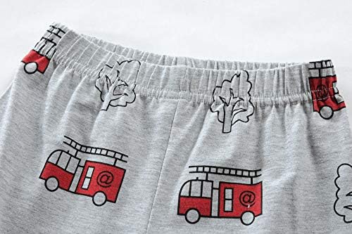 Дете за момчиња пижами кратки поставувања со пожарникар Памук 2 парчиња PJS багер за спиење летна облека Детска џеми поставена