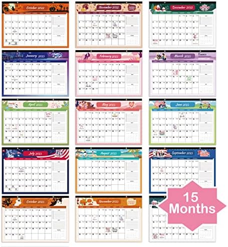 Кисдо Голем Ѕиден Календар 2022-2023, Календар На Биро со список со задачи и белешки, Календар од 15 Месеци од Октомври.2022-Декември.