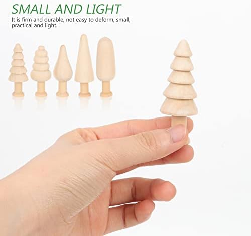 Генерички 10 парчиња мини недовршени дрвени новогодишни елки за занаети минијатурни дрвја од минијатурни дрвја