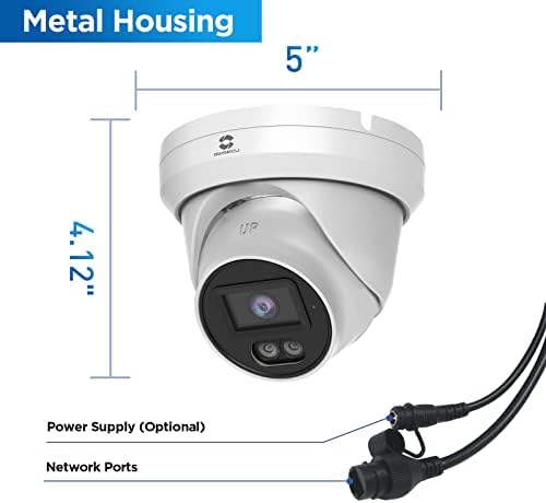 GWSECU 4K POE IP DOME камера со човечко/движење за откривање на отворено, 8MP Видео надзор безбедносен кам со аудио, леќи со