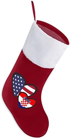 Преплетувачки срца Американски хрватски знаме Персонализирани Божиќни порибници дома Божиќно дрво камин виси украси