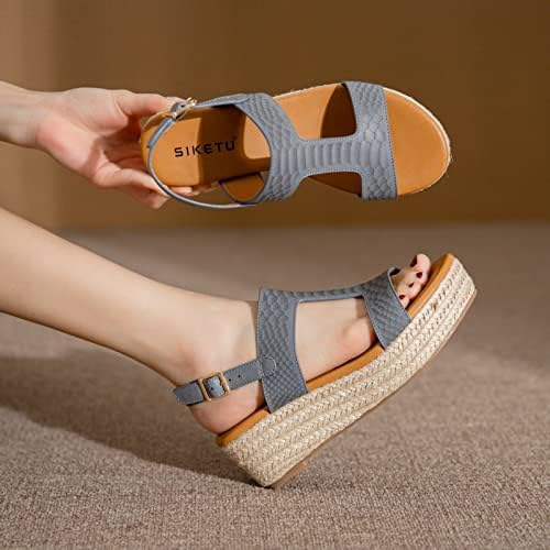 Отворени удобни клинови ленти модни ткаени летни пети плажа чевли сандали сандали жени со големина 11