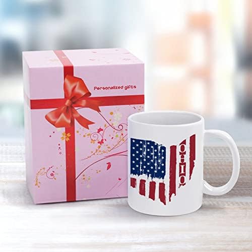 Гроздобер Охајо Држава Америка Знаме Печатење Кригла Кафе Тамблер Керамички Чај Чаша Смешни Подарок Со Логото Дизајн За Канцеларија