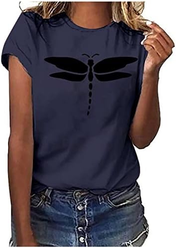 Летни врвови, обични лабави вклопувачки кошули со кратки ракави летни маици врвни змеј трендовски работни врвови блузи