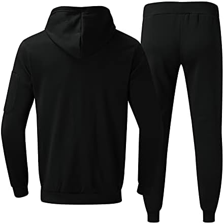 Трага за мажи за мажи есенски 2 парчиња дуксери Спортски костуми цврсти долги ракави Топ блуза+долги панталони Активна фитнес