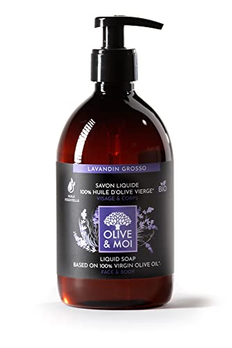 Течен сапун за раце Лаванда - 16,9 Fl Oz Органско екстра девствено маслиново масло создава совршен сапун за раце - Течен аптекарски