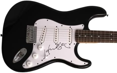 Howard Stern потпиша автограм со целосна големина црна Fender Stratocaster Електрична гитара со Jamesејмс Спенс ЈСА Писмо за