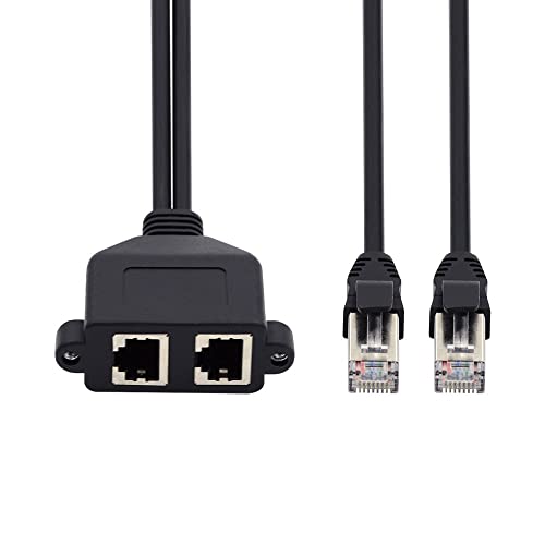 XIWAI двојни пристаништа UTP CAT6 Машки до женски LAN Ethernet Extension Cable CABLE 8P8C FTP STP со дупки за монтирање на панели