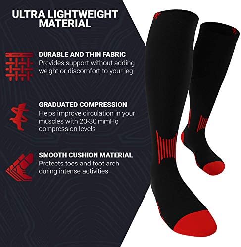 Уфлекс атлетики чорапи за компресија, високо закрепнување на повреди на коленото за мажи и жени