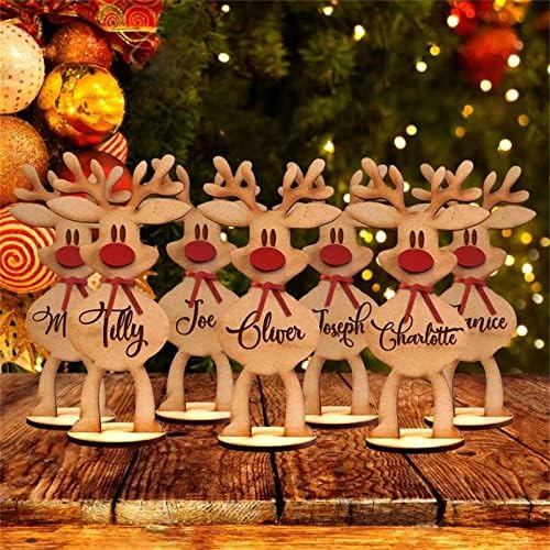 Персонализирани хонорарни ирваси Имиња на семејства Божиќни елени ирваси кои стојат таблети за таблети украси за празници за