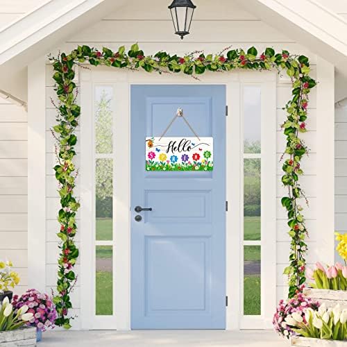 Fsaoor здраво пролетна врата знак фарма куќа пролетни украси за дома добредојде добредојде виси знак шарен цвет пролетен декор