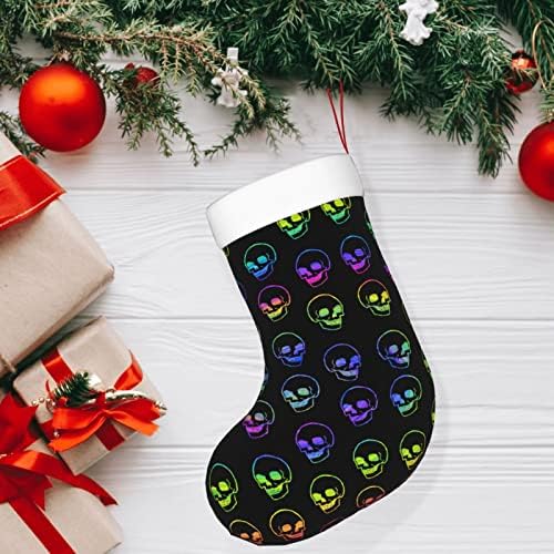 Божиќни чорапи за божиќни чорапи ЛГБТ череп Неон виножито со двострано камин што виси чорапи