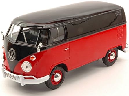 Motormax Scale Model компатибилен со VW Type 2 испорака комбе 1959 Црн црвен 2 тон 1:24 MTM79342BKR