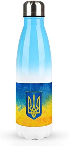 Украинско знаме 17oz Спортско шише со вода од не'рѓосувачки челик изолирано спортот за кола за еднократна форма на кола