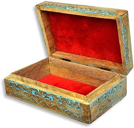Занаетчиски клик 7 инчен Дрвена Кутија За Накит-Рачно Изработена Дрвена Уметност Пренослив Организатор На Богатство-Декоративна