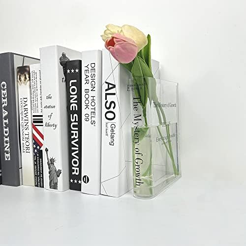Книга вазна за цвеќиња, естетска просторија украс цвет вазна, уметнички културен вкус Декоративна акрилик чиста вазна за канцелариска