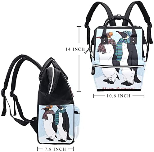 Смешни пингвини во плетени шамии и капи, ранец за торбичка за пелена, бебе, менување на торби со повеќе функции со голем капацитет