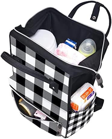 Пакет за патувања во Героткр, торба за пелена, торби за пелена на ранец, бела црна лента карирана шема