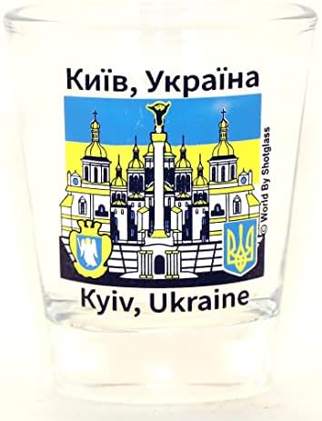 Киев Украина Обележја И Икони Колаж Застрелан Стакло