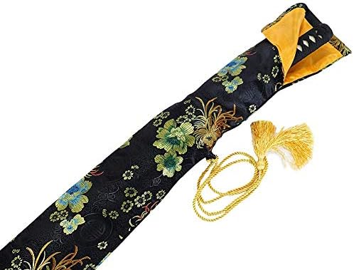 SOFIALXC свилен меч торба Самурај Катана Вакизаши Танто меч капа за носење торба со златна тасел, а