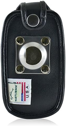 Телка Вграден Случај За Kyocera DuraXV Плус Флип Телефон Црна Кожа Ротирачки Отстранлив Метален Ремен Клип-Направен ВО САД