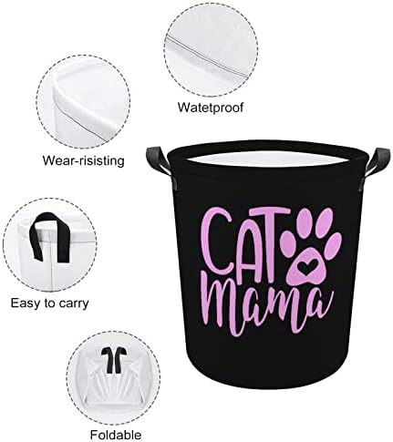 Мачка шепа мама, склопувачки корпа за перење, голема алишта, го спречува лесен организатор за играчки за складирање со рачки