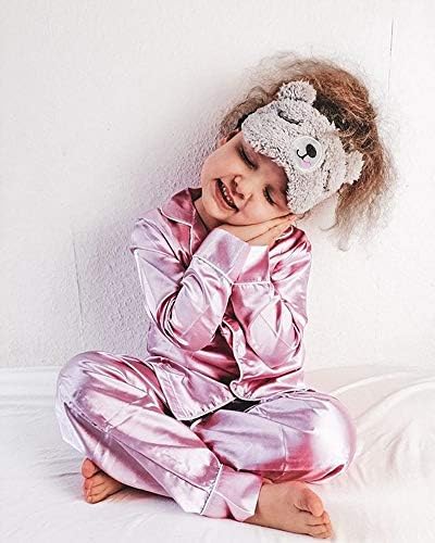 Дете за бебиња деца сатен пижами сет, копчиња со долги ракави со копче за спиење PJS за девојчиња