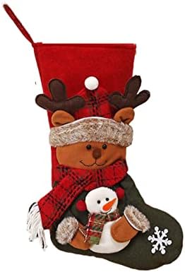 FQSWYR Божиќни големи чорапи карирани со кадифен манжетни за декор за порибување торба за подароци