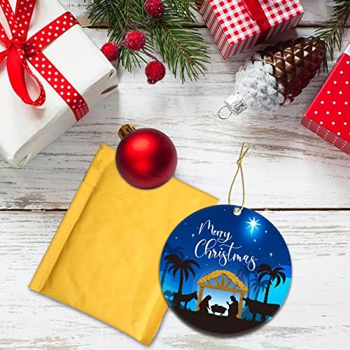 Божиќна сценарија за украсување украс на дрво, верски христијански украс со двојна страна, да подари подарок за новогодишно