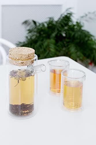 Kikkerland Ora Двоен wallид боросиликатен стаклен чајник инфузер, производител на чај, за лабави лисја од чај, лесен чист, чај