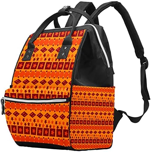 Пакет за патувања во Геротхр, торби за пелени, торба за пелена од ранец, портокалова етничка бохо геометриска