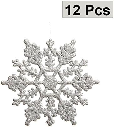 Pretyzoom 12 парчиња пластични украси за снегулка од 10 см.
