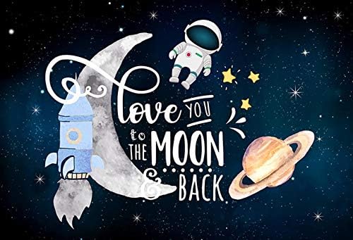 МЕХОФОНД Те Сакам На Месечината И Позадина Бебе Туш Партија Декорација Вселената Ракета Астронаут Роденден Торта Маса Банер
