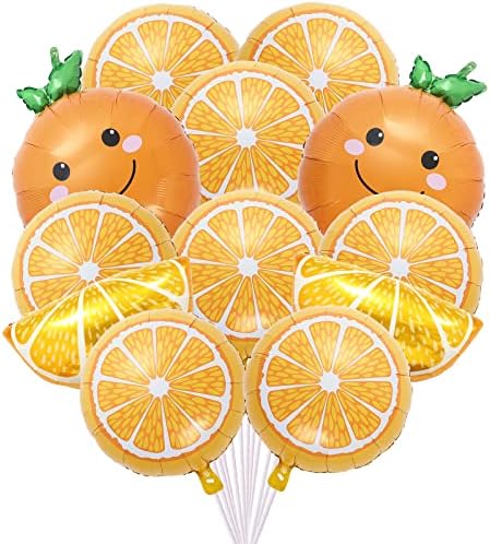 12 Парчиња Портокалова Фолија Балони Цртан Филм Насмевка Насмевка Лице Агруми Алуминиум Милар Хелиум Партија Балони За Роденден