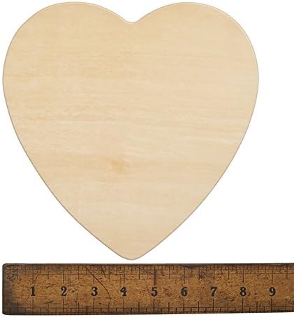 Дрво срце 8-1/2 инчи, недовршена форма на дрвена срце, дрвени срца - торба од 10