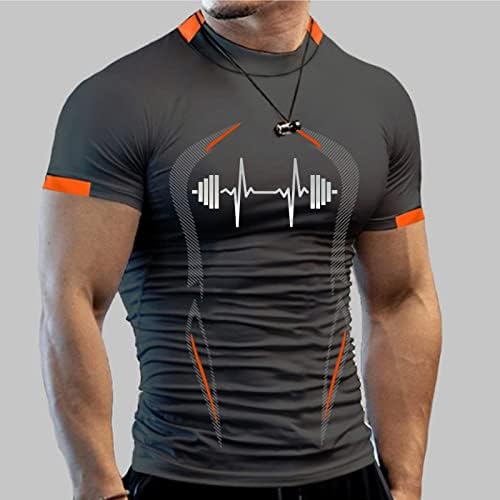 HDDK Mens Sports Mairs Mock Mock Reck Quick Dry Fitness Graphic Tee Top Summer Gym Gym за вежбање Краток ракав за компресија