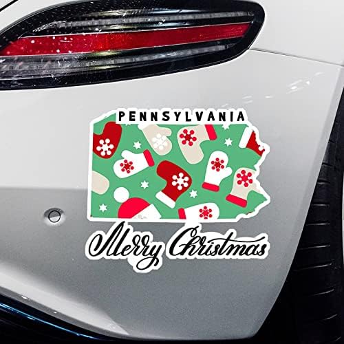 Божиќни налепници Пенсилванија Домашна држава налепници Мери Божиќ Пенсилванија мапа за автомобили Декл Божиќна декорација прозорец