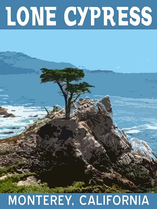 Гроздобер уметност налепница 17 милји налепница, Монтереј, дестинации за дестинација во Калифорнија, сценски погони на плажа