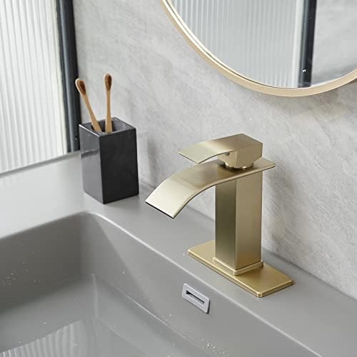 Bathfinesse златен бања тапа за водопад единечна дупка единечна рачка модерна тапа од не'рѓосувачки челик за мијалник за бања