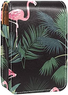 Случај За Кармин Со Огледало Фламинго Тропски Лисја Држач За Сјај За Усни Преносна Кутија За Складирање Кармин Торба За Шминка