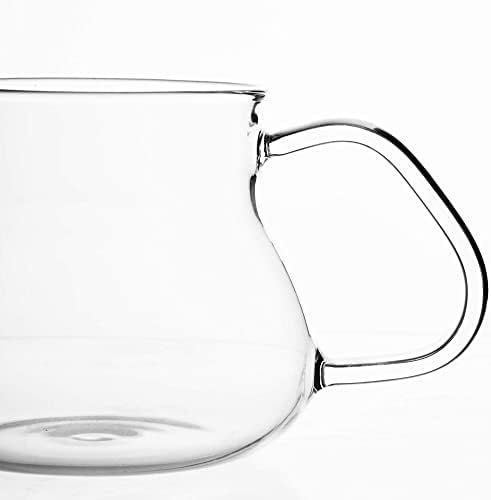 Параул стаклен чајник со инфузер шпорет безбеден, чист чај котел 20oz со капакот на филтерот од не'рѓосувачки челик, цветање чајник и лабав чај за чај од лисја чај