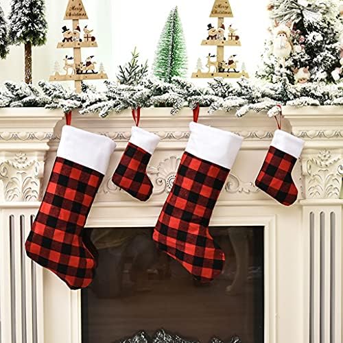 keaiduoa 8pcs/постави Божиќни чорапи карирани Божиќни декорации за порибување подарок за бонбони торбички, виси украси чорапи