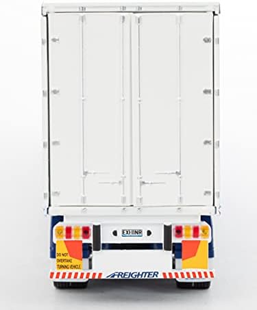 Drake for MaxiTrans Frighter Ezi-Liner B Double Trailer поставен во бела и сина 1/50 Diecast Model Truck