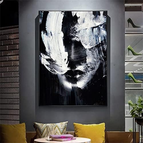 Дубао уметност женствено црно -бело рачно изработено масло сликарство платно девојче домашна дневна соба wallидна уметност декор